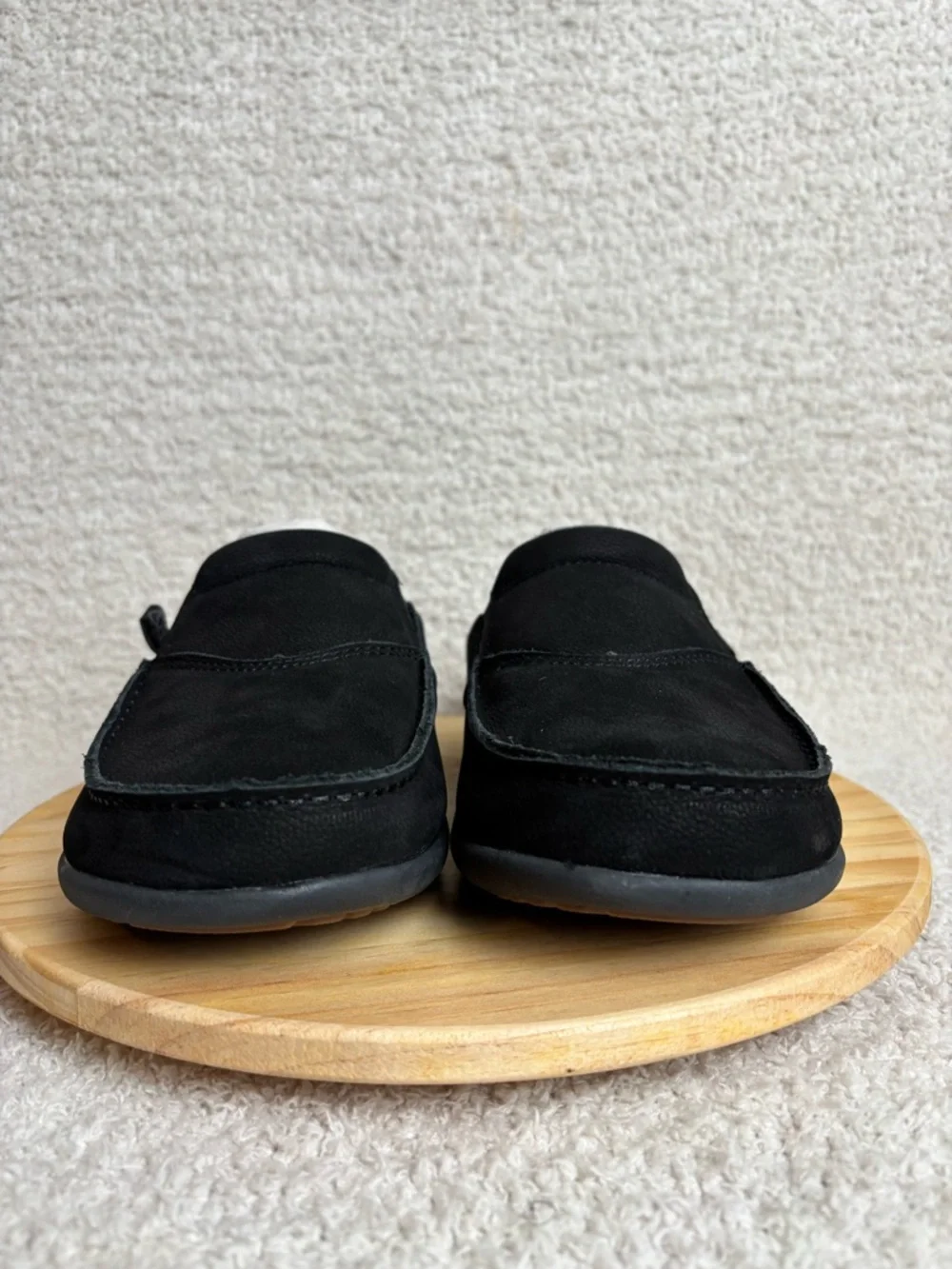Spenco Siesta Slide Nubuck Mens 7.5D in Black Waco Shoe Company